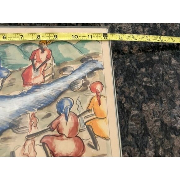 Haitian Watercolor Art Prints Set Of 3: Market, Carnival & Washing Day - Picture 5 of 7